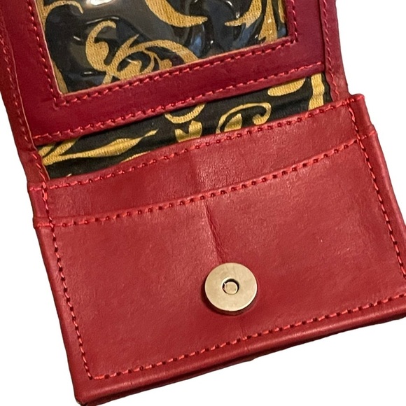 Handmade Red Tooled Leather Wallet Credit Card Holder - Picture 7 of 7